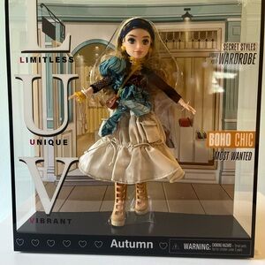 Autum Boho Chic Doll with Blue and Cream Outfit